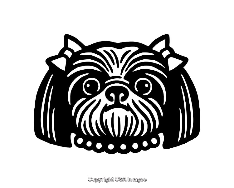 Black and White Line Art of a Cute Dog With Bows