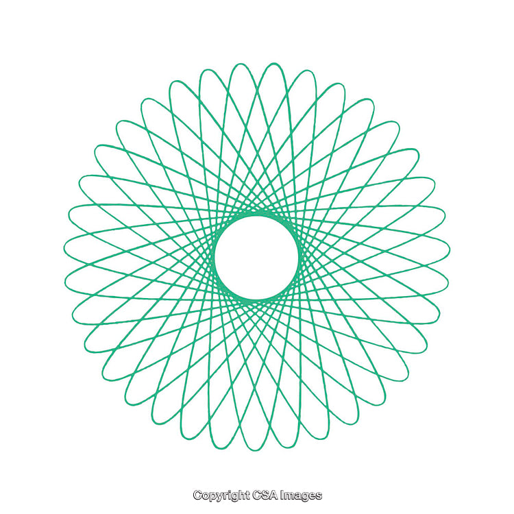 Geometric Circular Pattern in Green With Intricate Design on White Background