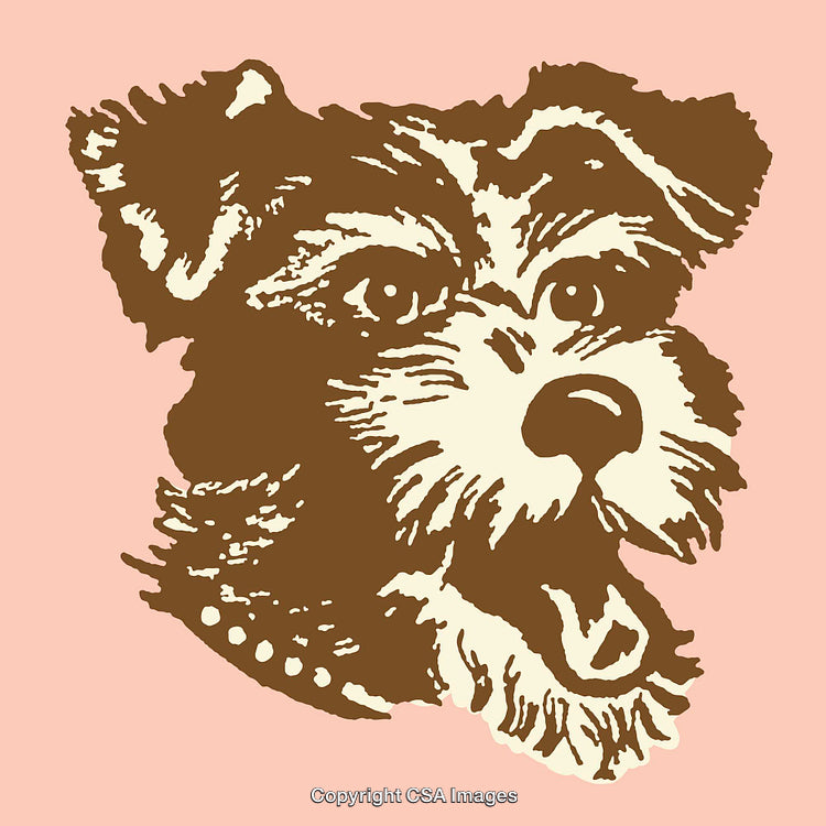 Retro Illustration of a Dog's Face in Vintage Colors and Style