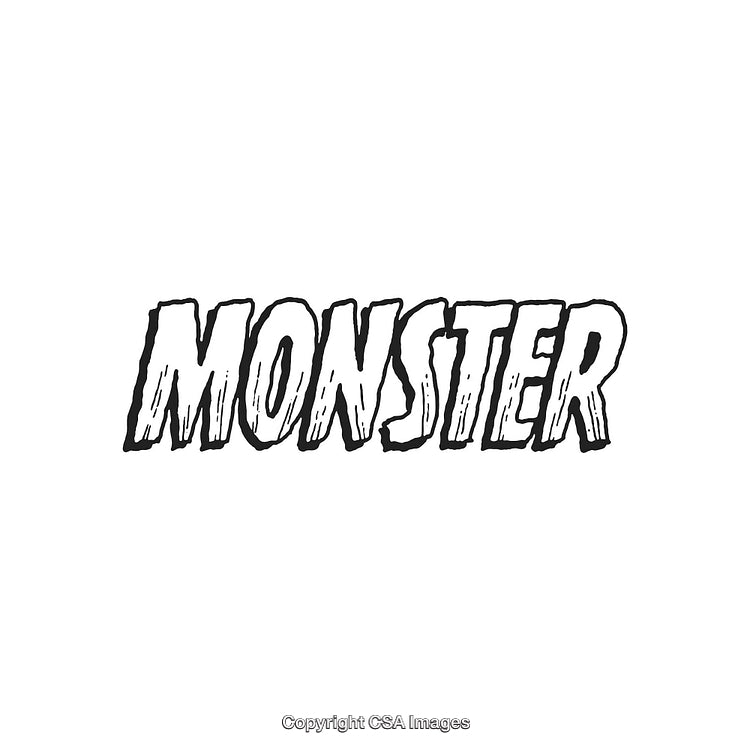 Bold Text Graphic of the Word Monster in Black and White