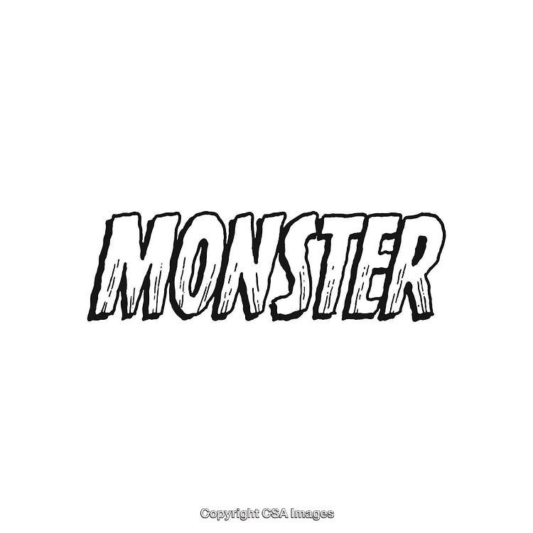 Bold Text Graphic of the Word Monster in Black and White