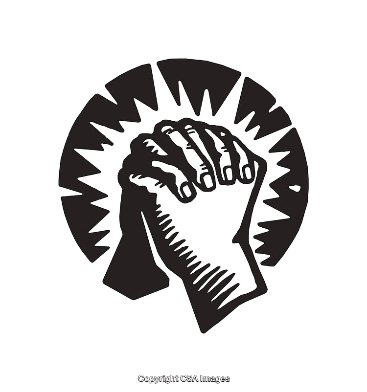 Black and White Line Art of Hands in Unity Gesture
