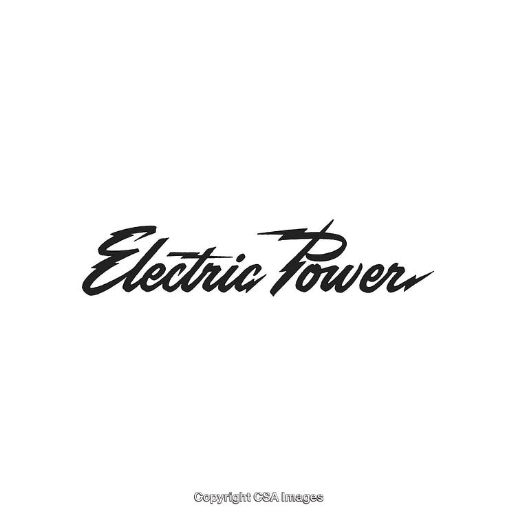 Stylized Black Electric Power Text with Lightning Motif on White Background