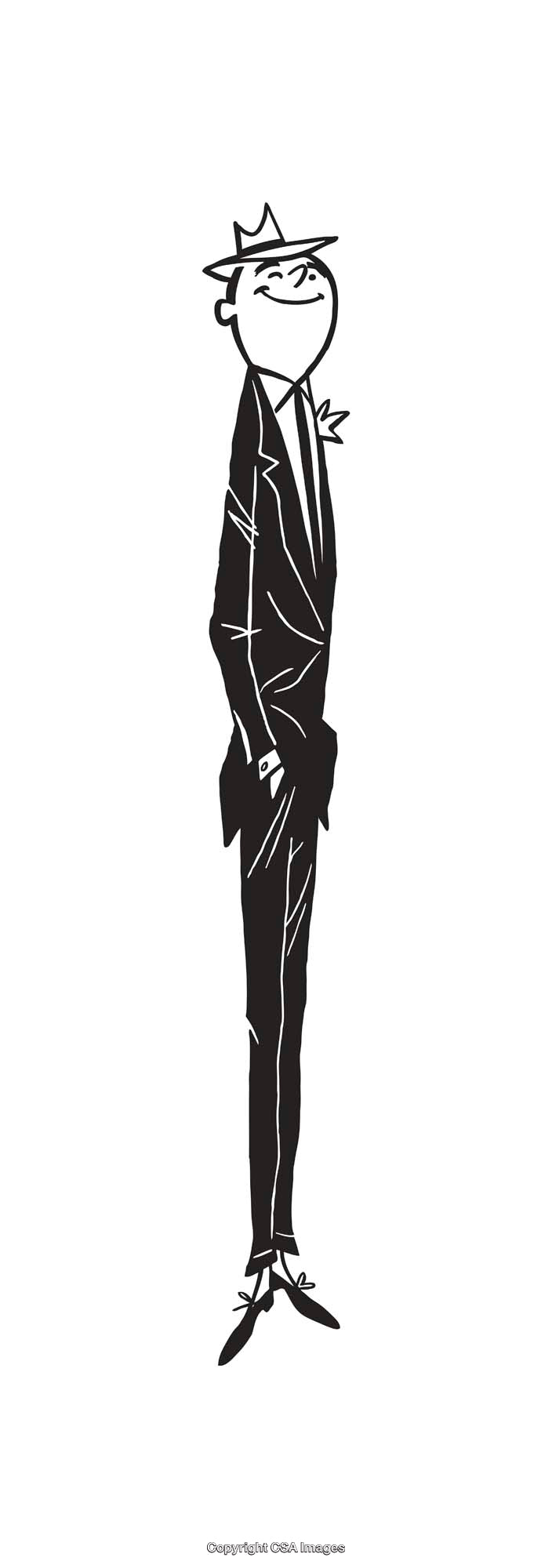Elegant Line Art Illustration of a Confident Business Professional in Black and White