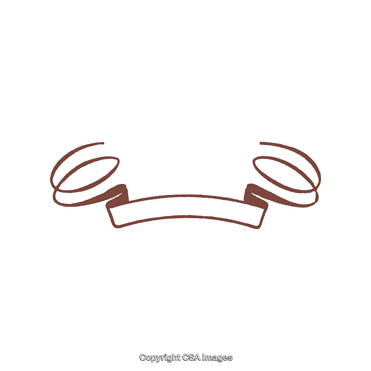 Simple Artistic Ribbon Illustration with Curved Decorative Swirls in Brown