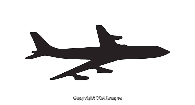 Silhouette of an Airplane Icon in Black and White Design