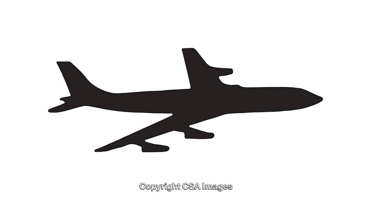 Silhouette of an Airplane Icon in Black and White Design