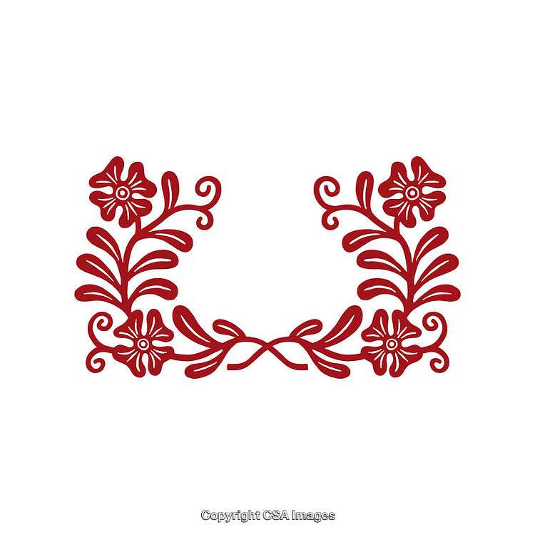 Elegant Red Floral Frame With Decorative Artistic Pattern Design