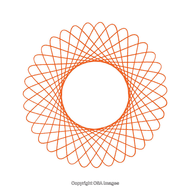 Orange Geometric Pattern of Circular Symmetry on White Background