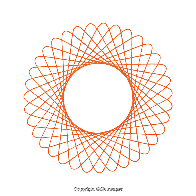 Orange Geometric Pattern of Circular Symmetry on White Background