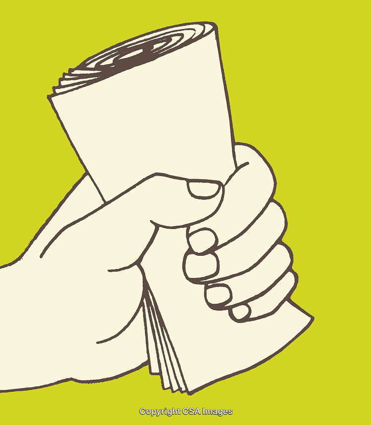 Close-Up Illustration of a Hand Holding a Rolled Document