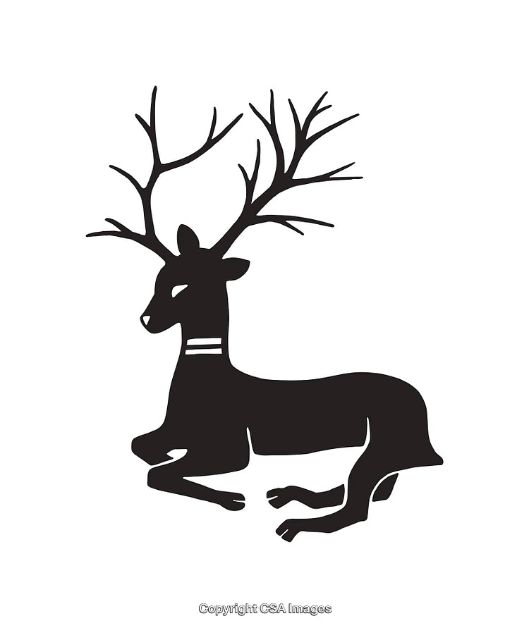 Black And White Icon of a Stylized Deer with Antlers