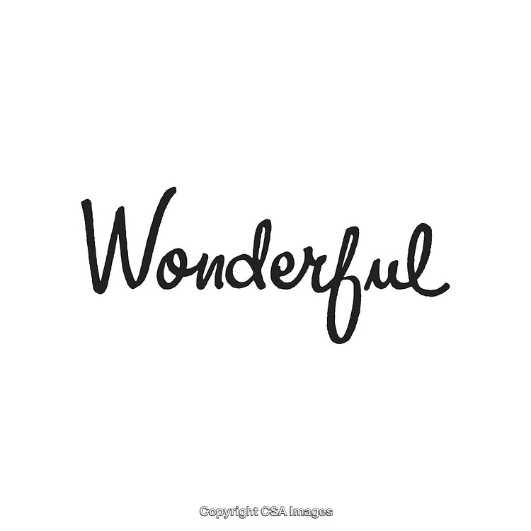 Handwritten Calligraphy of the Word 'Wonderful' on White Background