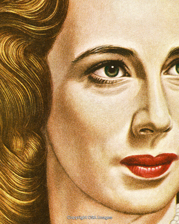 Vintage Illustration of Woman With Retro Style and Classic Elegance
