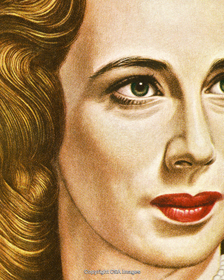 Vintage Illustration of Woman With Retro Style and Classic Elegance