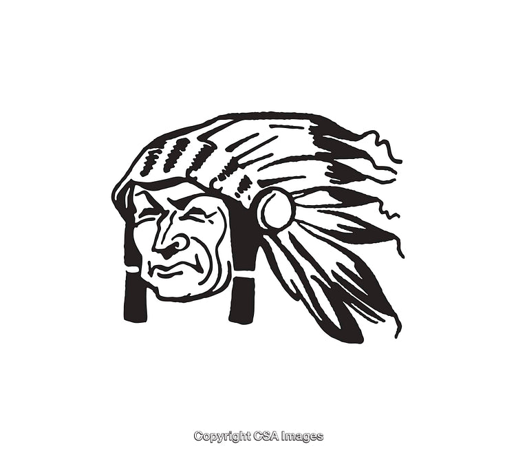 Black and White Line Art Illustration of a Traditional Headdress