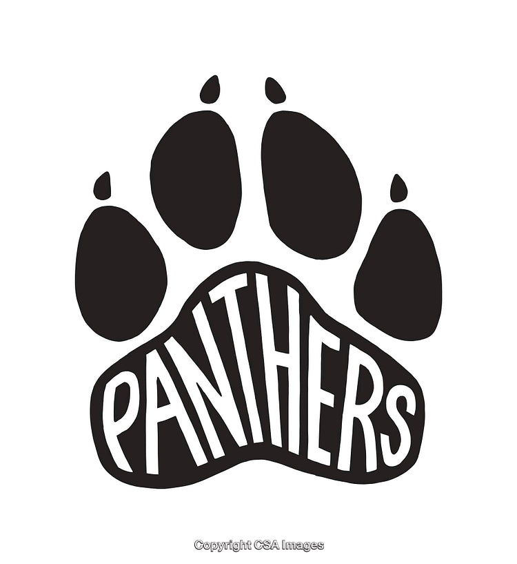 Black and White Panther Paw Print Line Art Design