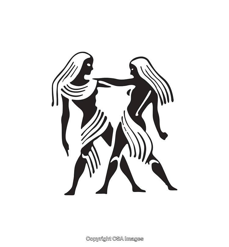 Black and White Illustration of the Gemini Zodiac Symbol
