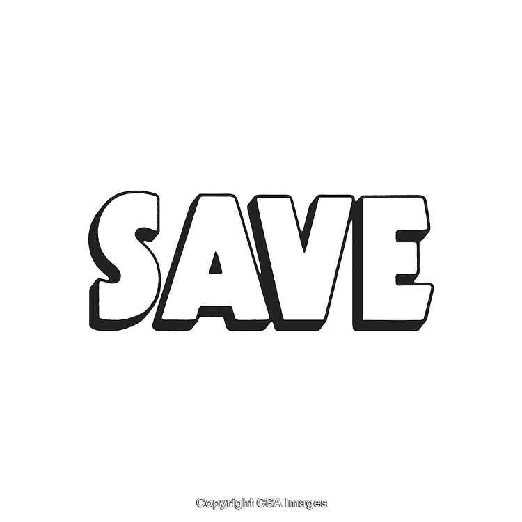Bold Black and White Save Text Illustration on White Background