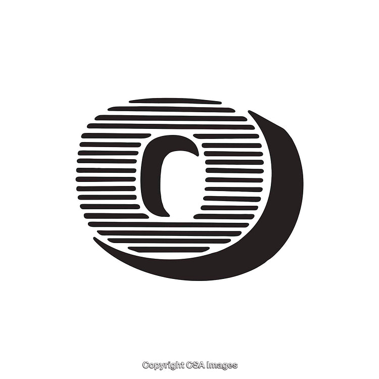 Stylized Letter O with Black Lines in a Creative Design