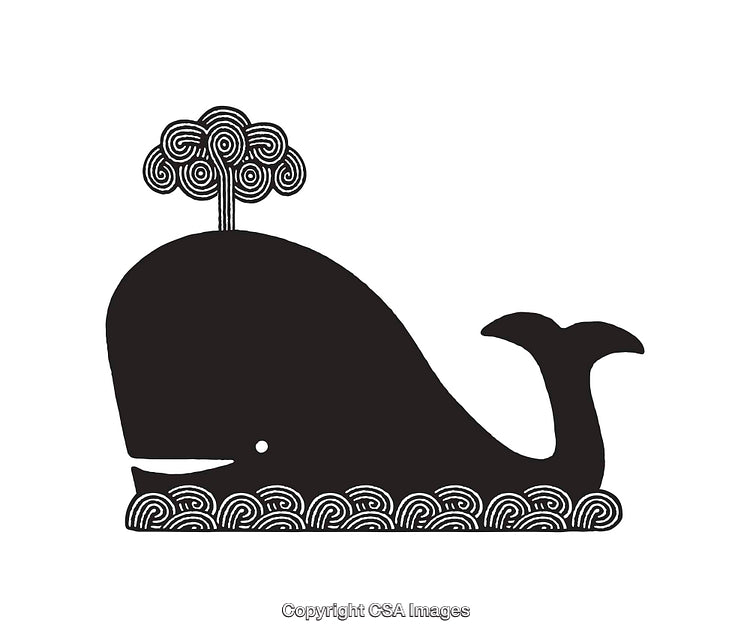 Whimsical Black and White Whale Line Art With Unique Tree Design