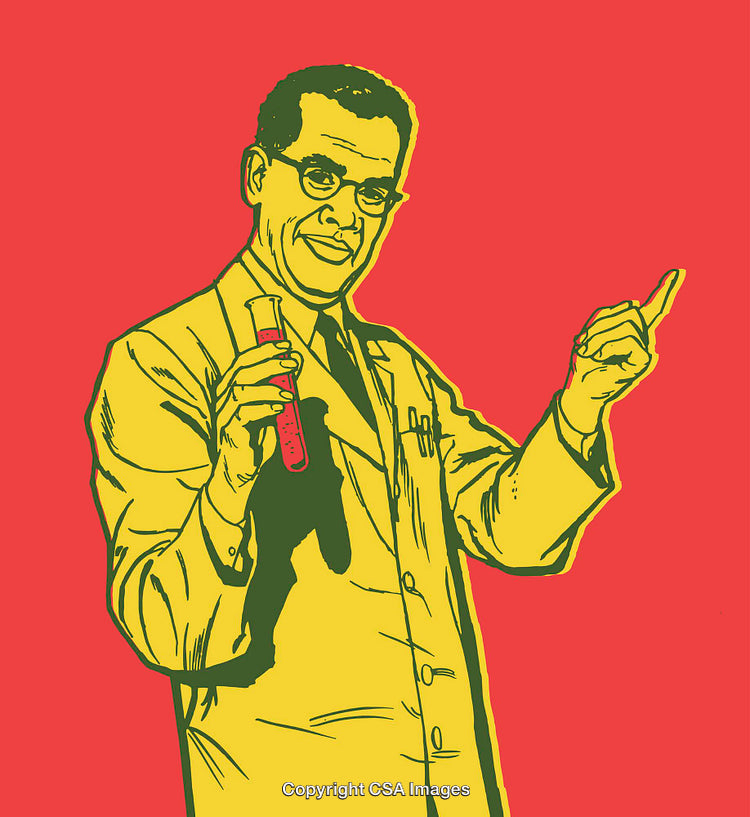 Stylized Line Art Illustration of Scientist Holding a Test Tube