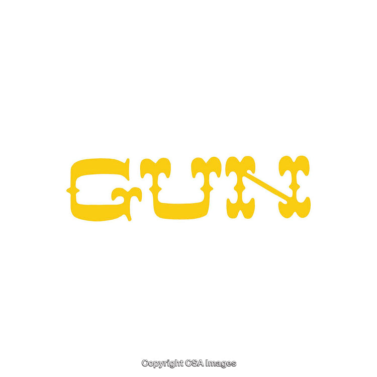 Yellow Stylized Word Artwork with Abstract Decorative Font