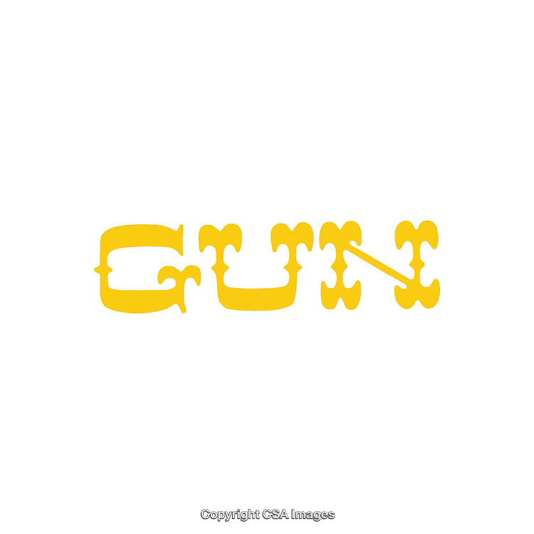Yellow Stylized Word Artwork with Abstract Decorative Font