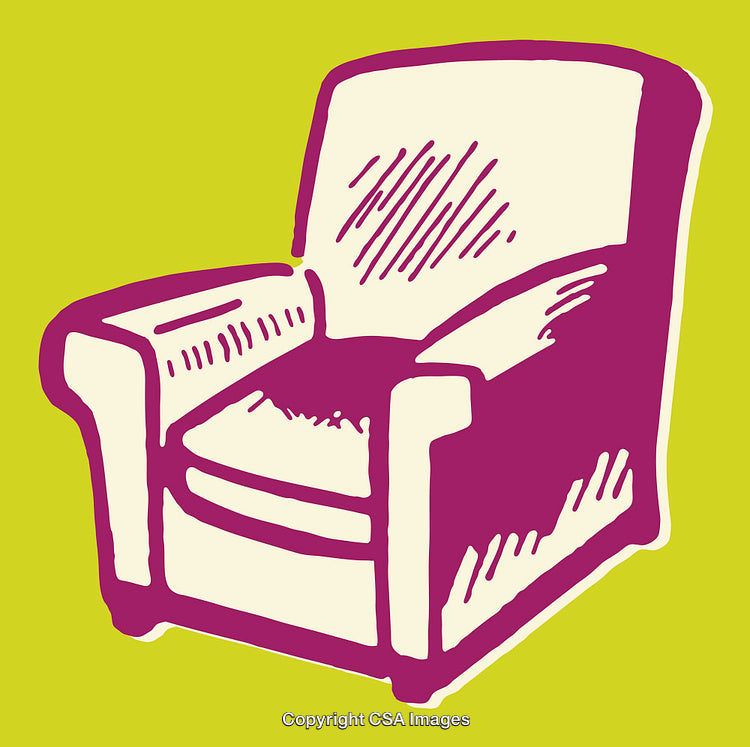 Vibrant Line Art Illustration of a Comfortable Armchair on a Solid Background