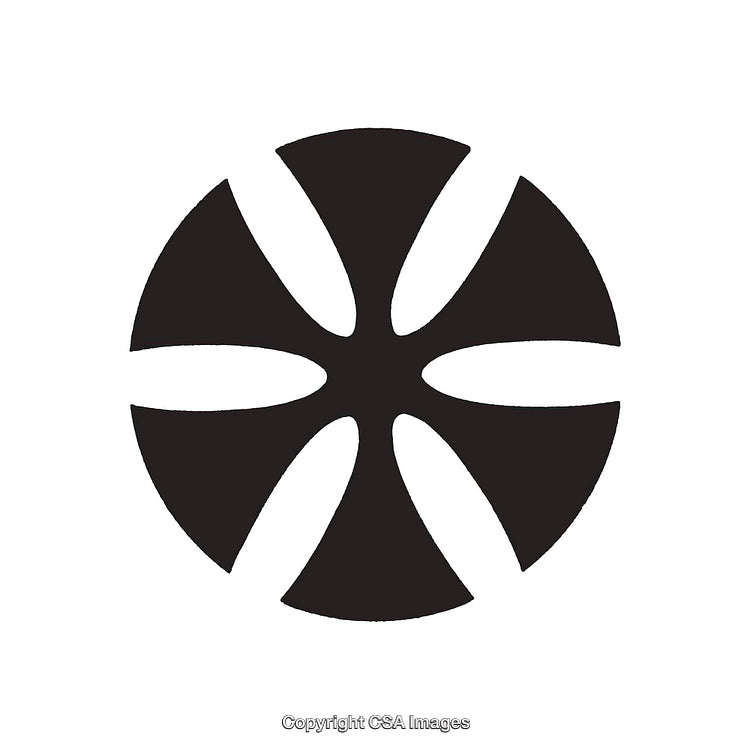 Abstract Black and White Circular Design with Four Symmetrical Patterns