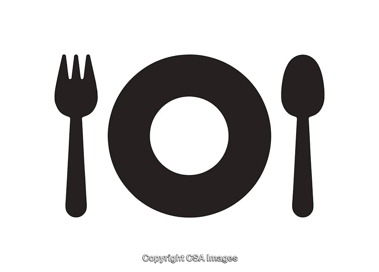 Minimalist Black and White Dining Icon with Plate and Cutlery