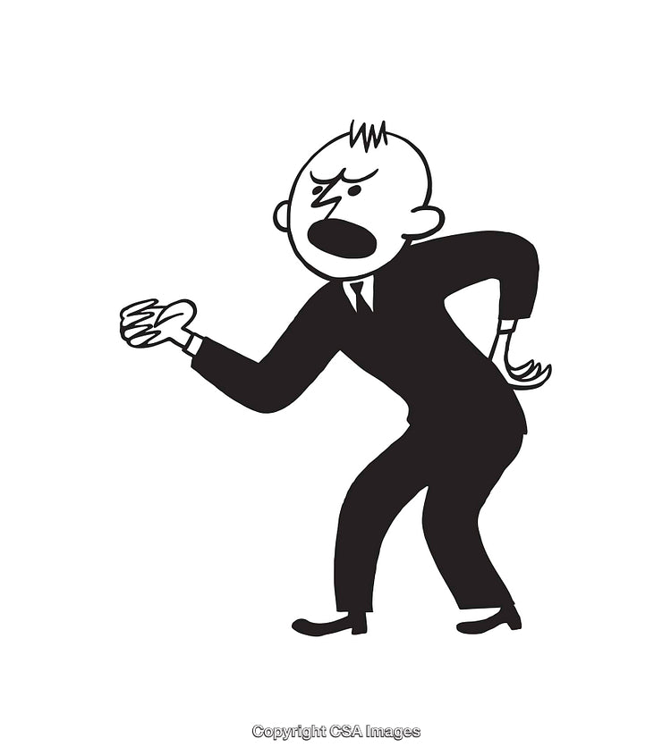Cartoon Illustration of an Angry Businessman Expressing Frustration