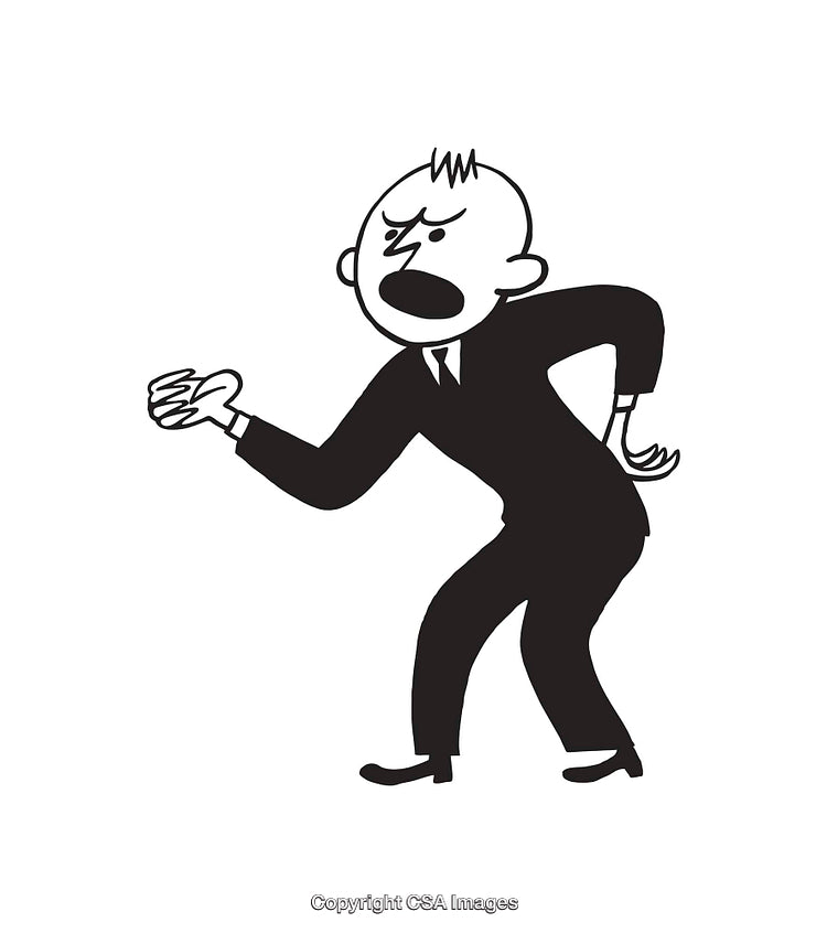 Cartoon Illustration of an Angry Businessman Expressing Frustration