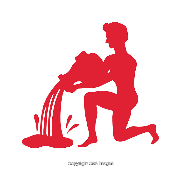 Red Silhouette Icon of Man Pouring Water from a Vessel