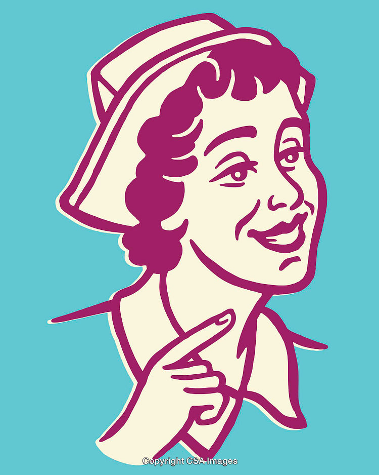 Retro Styled Line Art Illustration of a Smiling Woman in Pastel Tones