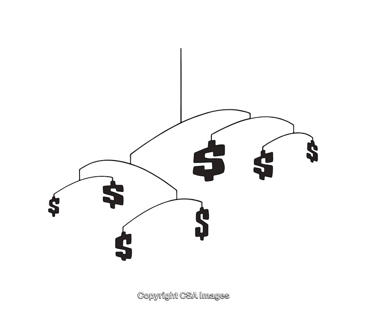 Minimalistic Icon of Dollar Signs Suspended in Balance Design