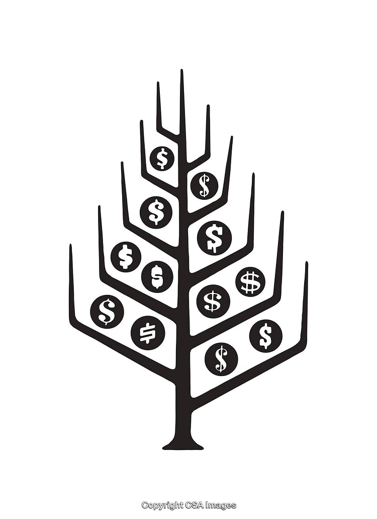Black And White Illustration of a Symbolic Money Tree Design