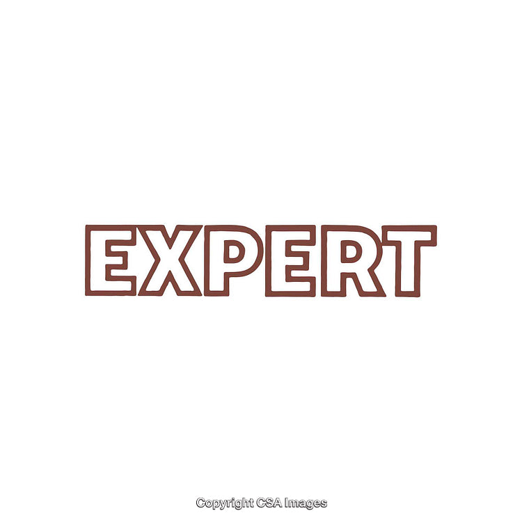 Expert Text Design in Bold Outline on White Background