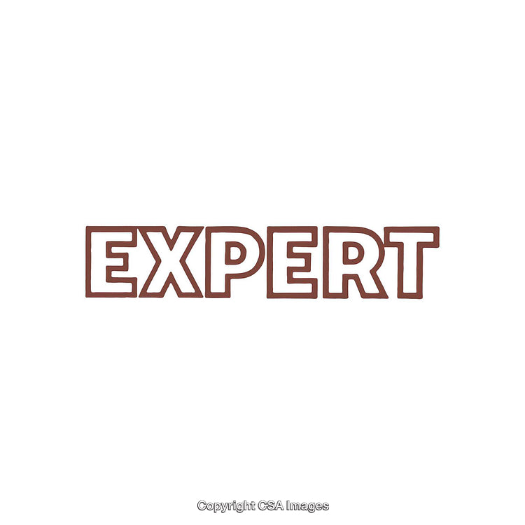 Expert Text Design in Bold Outline on White Background