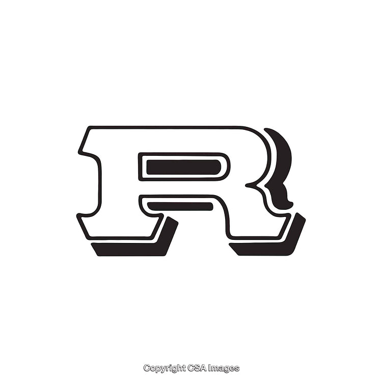 Bold and Stylish Black and White Letter R Design Illustration
