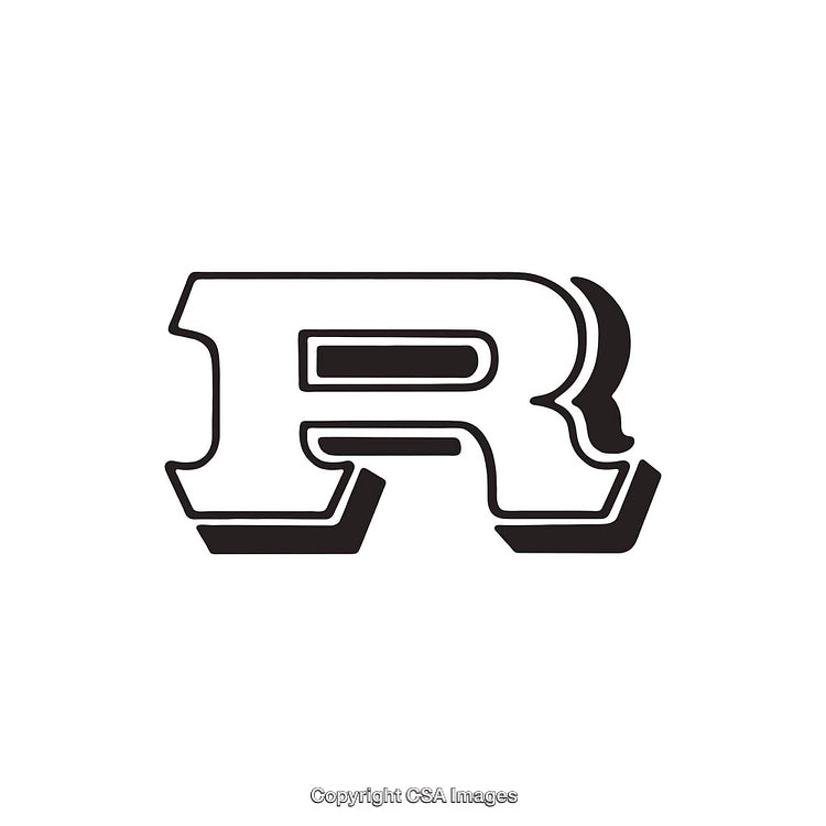Bold and Stylish Black and White Letter R Design Illustration