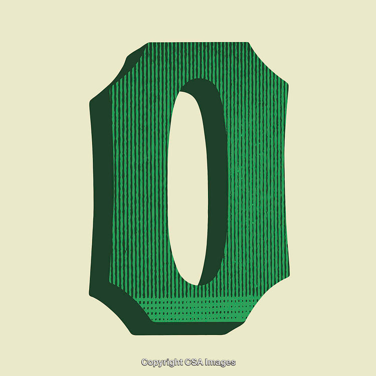 Green Textured Letter O in a Vintage Style Design