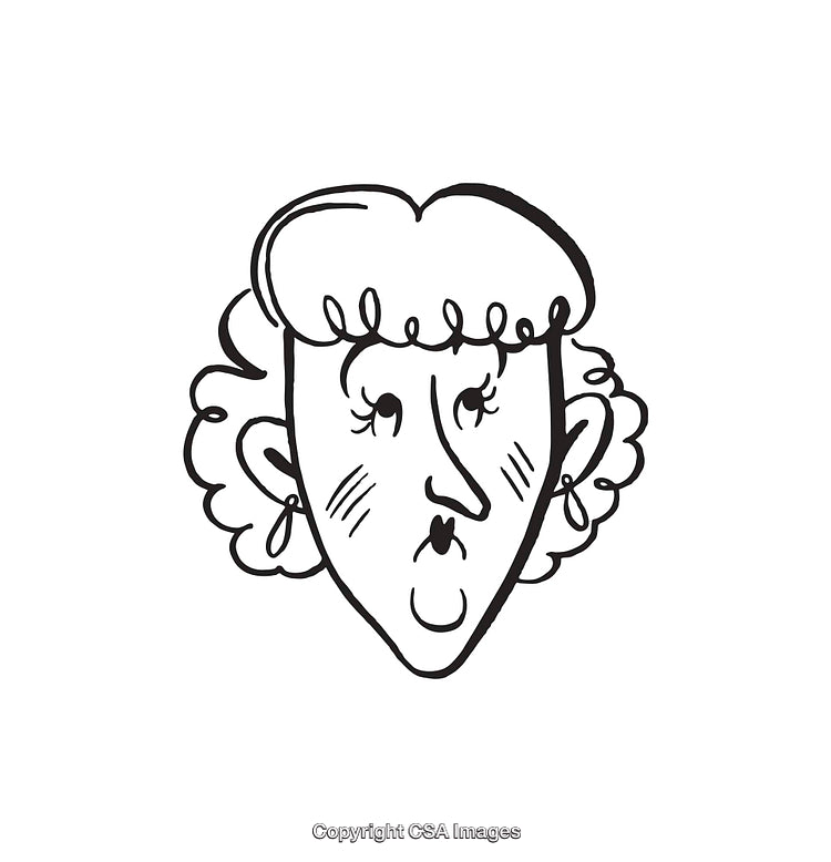 Expressive Line Art Illustration of a Woman's Surprised Facial Expression