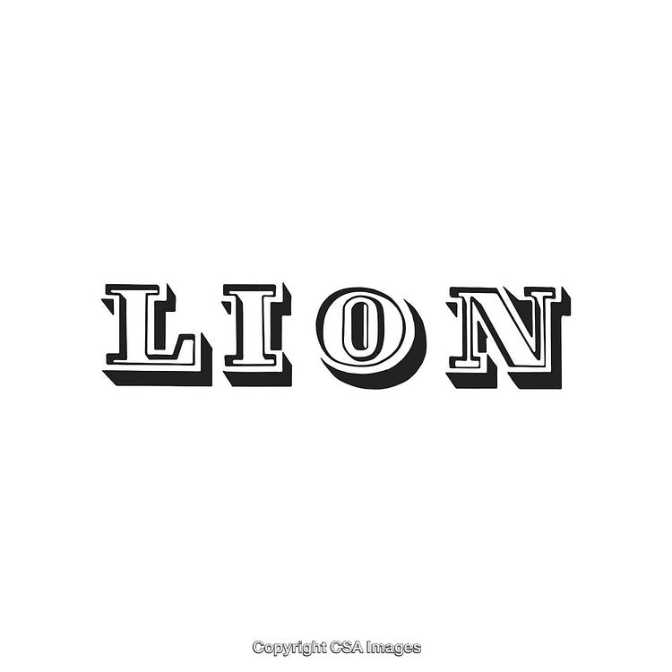 Black and White Bold Typography with the Word LION in Capital Letters