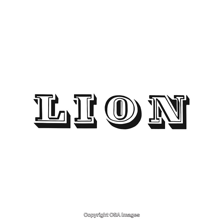 Black and White Bold Typography with the Word LION in Capital Letters