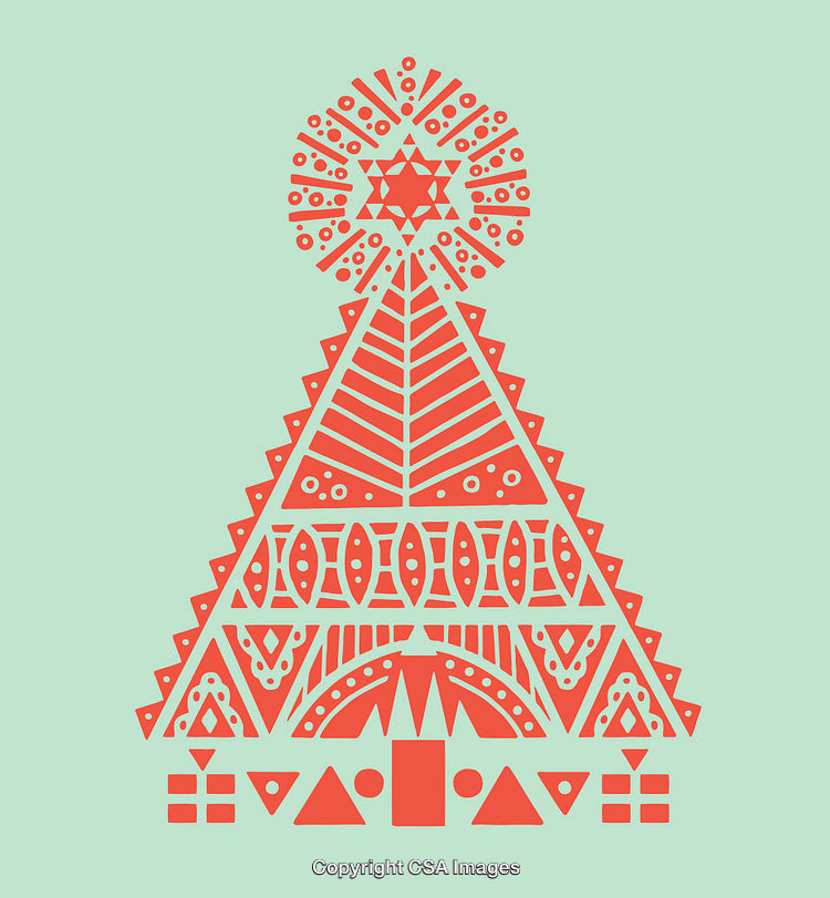 Red Geometric Artistic Ornament on a Light Green Background