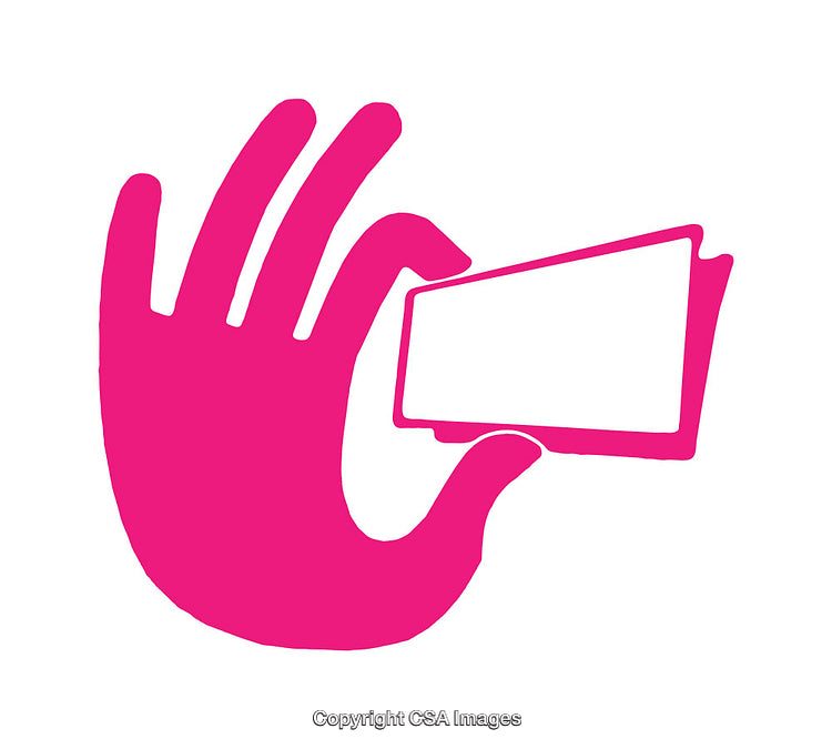 Minimalistic Pink Hand Icon Holding a Rectangular Object on White Background