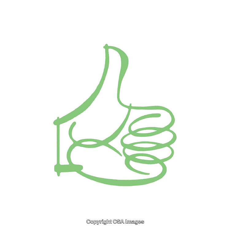 Minimalist Green Thumbs Up Icon on White Background for Approval Concepts