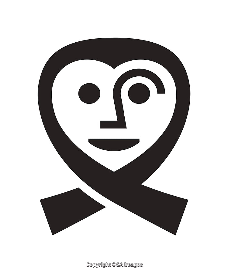 Abstract Black and White Face Icon with Bold Graphic Design Elements