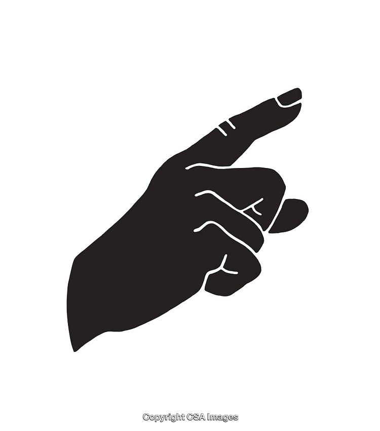 Black and White Outline of a Pointing Hand Gesture Icon Illustration